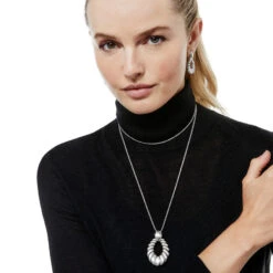 Athena Scalloped Convertible Necklace -ANA Accessories Shop athena scalloped convertible necklace silver 4