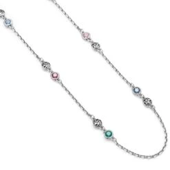 Elora Gems Dots Long Necklace -ANA Accessories Shop elora gems dots long necklace silver multi 2