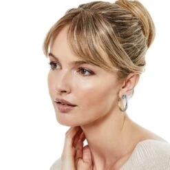 Ferrara Entrata Small Hoop Earrings -ANA Accessories Shop ferrara entrata small hoop earrings silver gold 4