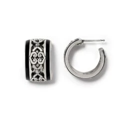 Intrigue Soiree Two Tone Hoop Earrings -ANA Accessories Shop intrigue soiree two tone hoop earrings silver black 1