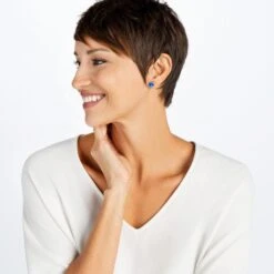 Iris Stud Earrings -ANA Accessories Shop iris stud earrings silver sapphire 2