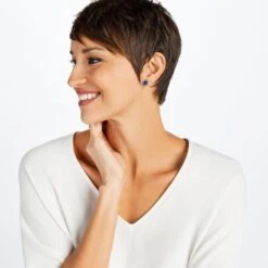 Iris Stud Earrings -ANA Accessories Shop iris stud earrings silver tanzanite 1