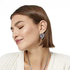 Tapestry Royal Heart French Wire Earrings -ANA Accessories Shop tapestry royal heart french wire earrings gold tanzanite 2