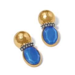 Venus Post Drop Earrings -ANA Accessories Shop venus post drop earrings gold blue 1